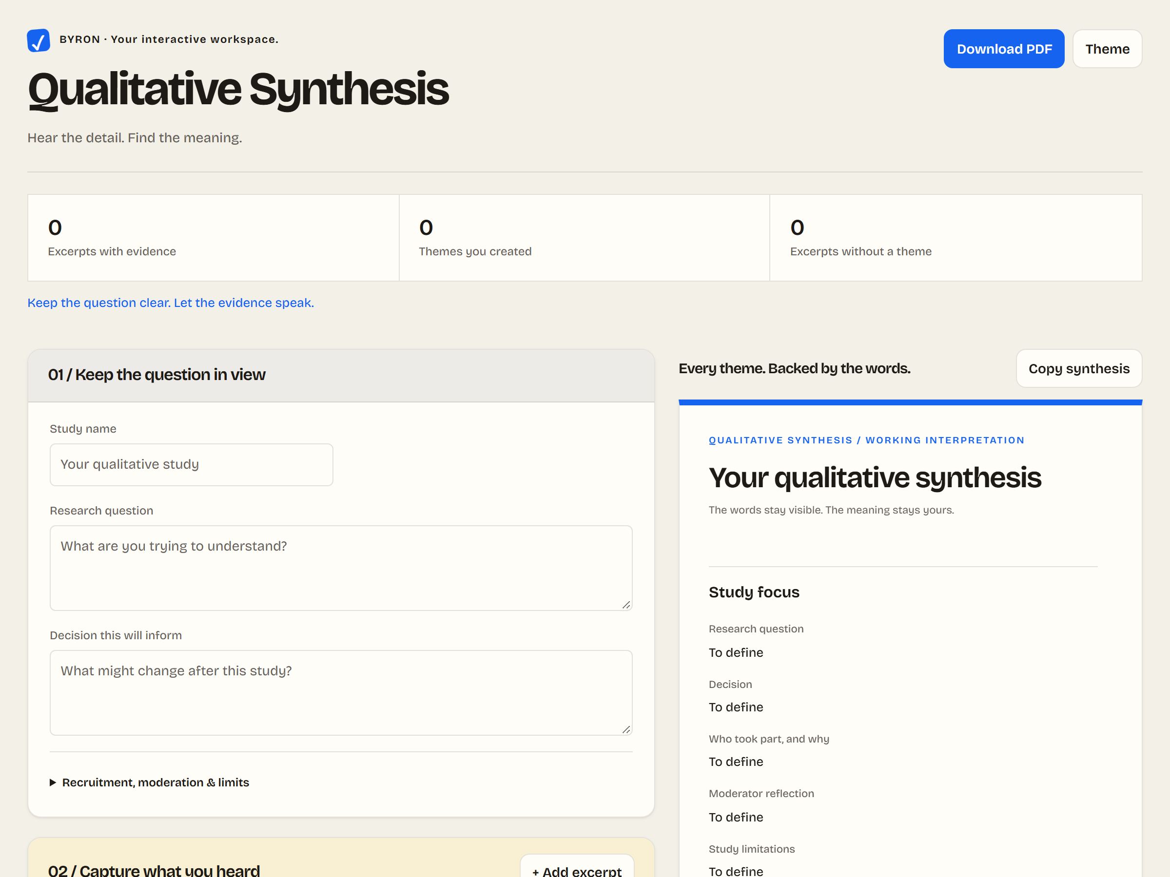 Qualitative Synthesis, as it opens